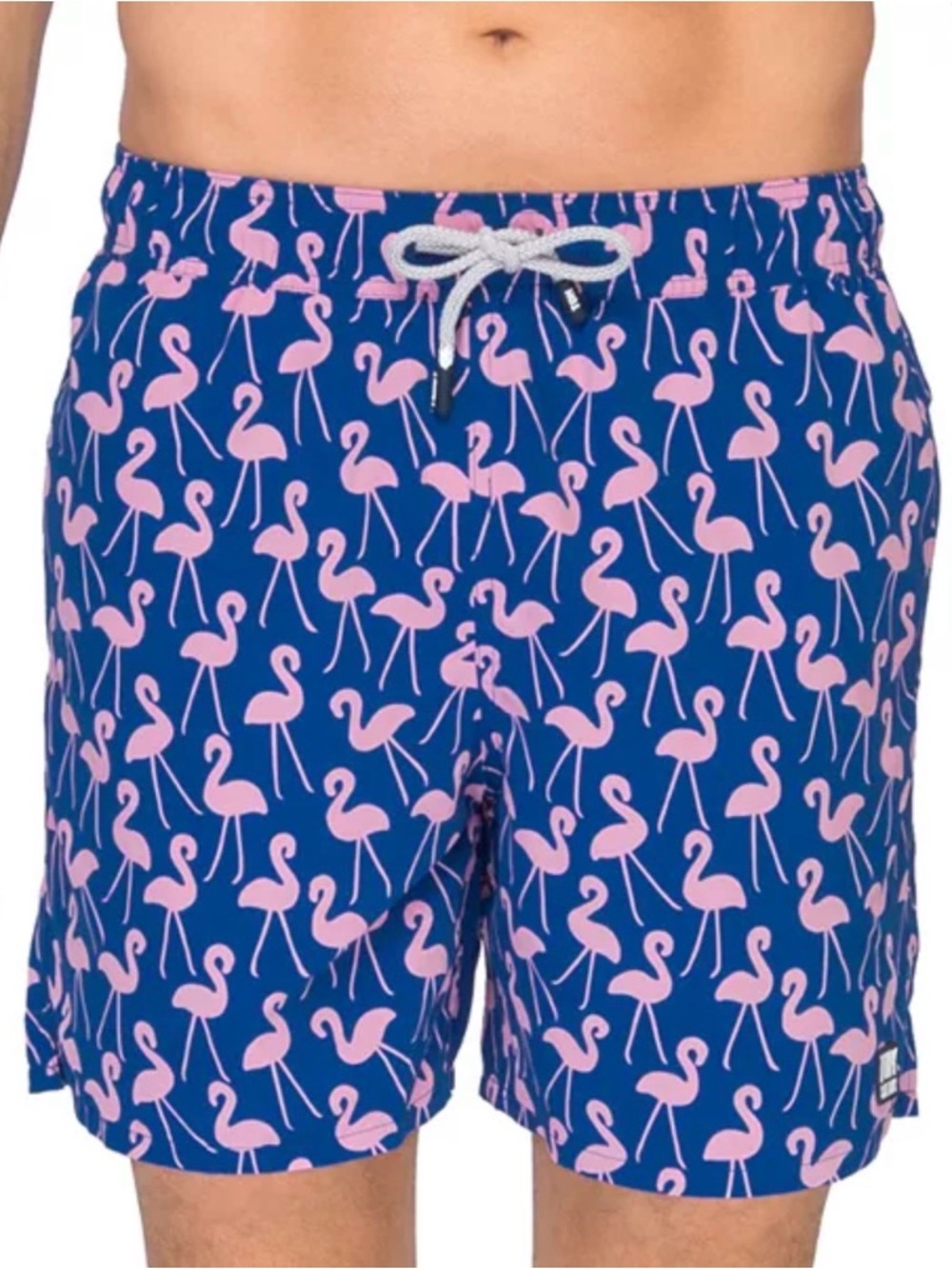 Tom & Teddy Men's Swim Trunks Blue Flamingo Size L